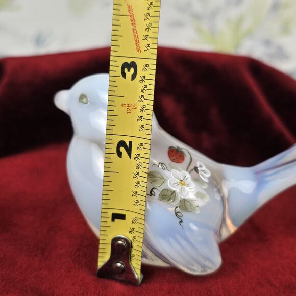 Fenton Glass Opalescent Strawberries & Flowers Hand Painted Bird Signed - Picture 16 of 16